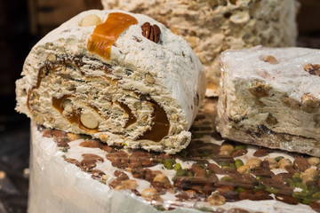 Nougat with raisins, almonds and pistachio at Chocolate Exhibition, 