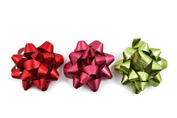 Christmas bow stock images. Colorful bow on a white background. Set of colorful bows