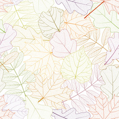 Seamless pattern with skeleton leaves. Good for design fabrics, backgrounds, wrapping paper, package, covers.