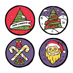 Set of Christmas and New Year round emblems