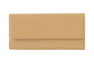 Classic beige woman s elegant leather wallet isolated on white