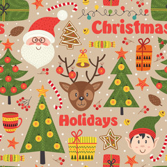 seamless pattern with Christmas elements - vector illustration, eps
