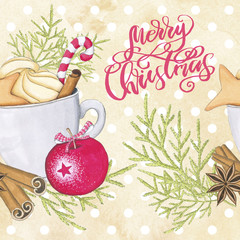 Merry Christmas Lettering Isolated on a White Background Xmas Hand Drawn Illustration