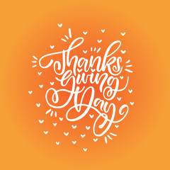 Thanksgiving day hand drawn lettring background. Calligraphy vector illustration perfect for holiday type design and greeting cards.