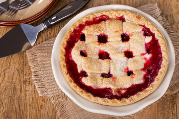 Overhead View of a Whole Cherry Pie