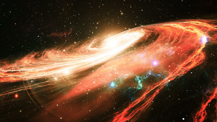 Rotating spiral galaxy with stars in outer space 3d illustration
