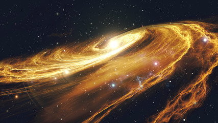 Rotating spiral galaxy with stars in outer space 3d illustration © flashmovie
