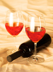 bottle of wine and glass on the table