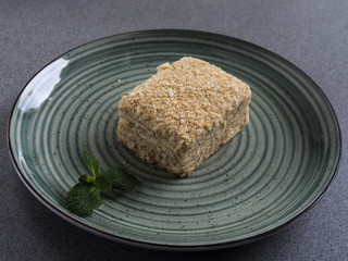 Napoleon cake on plate