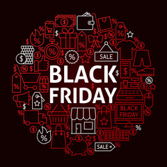 Obraz premium Black Friday Line Circle Concept
