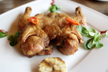 Chicken tobacco on plate