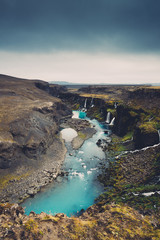 Fototapeta premium Canyon With Waterfalls In Iceland