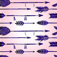 Purple arrows pattern on a pink gradient background