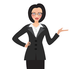 Business woman holding something, vector