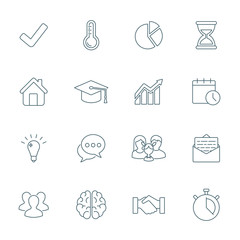 Business vector icons set, line style