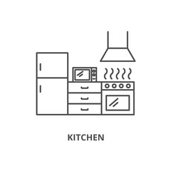 Kitchen vector icon, line style