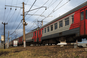 Passenger train rides along the route