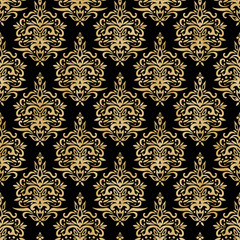 Damask Seamless Pattern - Black and Gold Texture