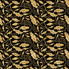 Gold and Black Feather Texture - Seamless Pattern