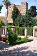 Spain Andalusia Malaga : exterior of the castle of Alcazaba (Castillo Alcazaba)  and Malaga...