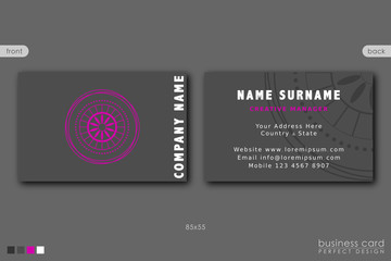 Fototapeta premium Business Card Template Purple Mandala Design