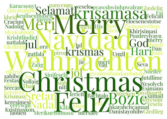 grüne karte mit weihnachten in worten