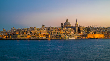 Fototapeta na wymiar Sunset view of Valletta, the capital of Malta