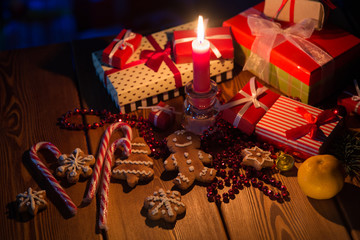 Christmas background on a table