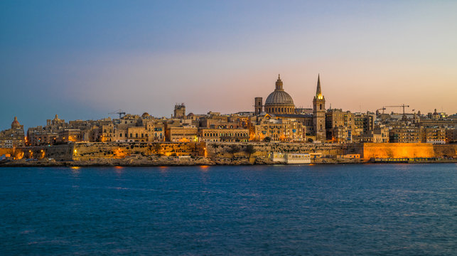 Sunset view of Valletta, the capital of Malta