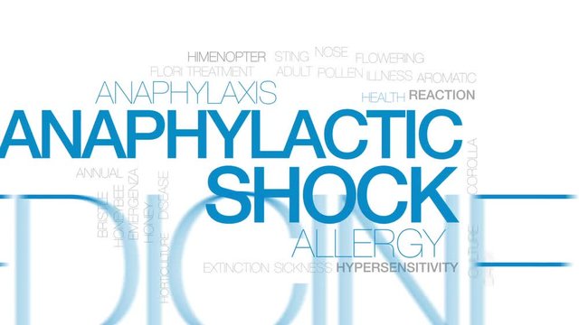 Anaphylactic shock animated word cloud, text design animation. Kinetic typography.