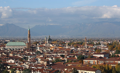 Fototapeta na wymiar VICENZA Italy Panoramic view of the italian city with monument
