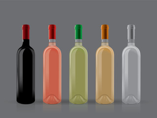 transparent bottles of wine on a dark background