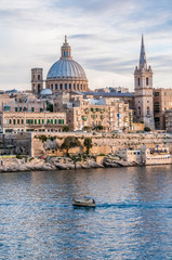 Valletta seafront skyline view, Malta - obrazy, fototapety, plakaty