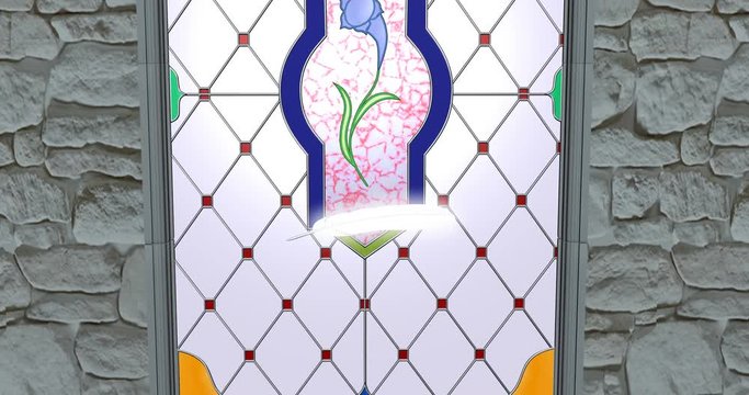 Feather and vitrage window 3d illustration render
