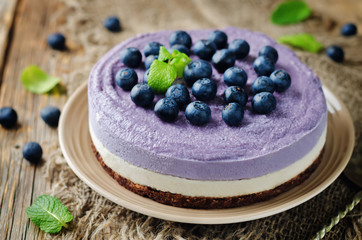Raw vegan Blueberry Cashews cake