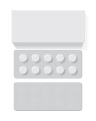 pack with  tablets medicines mock up vector template