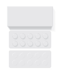 pack with  tablets medicines mock up vector template