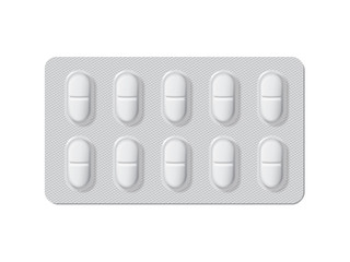 package with tablets medicines mock up vector template