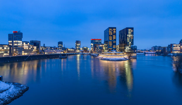 Duesseldorf Media Harbour In The Blue Hour