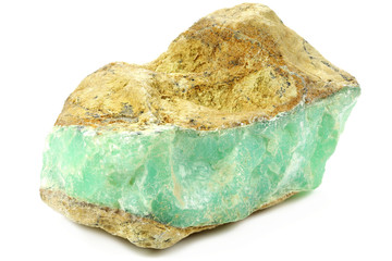 chrysoprase from Tanzania isolated on white background