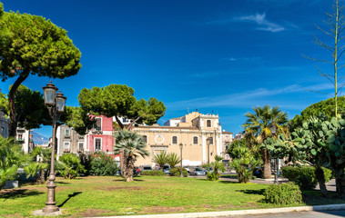 Fototapeta premium Federico di Svevia square with San Sebastiano Church in Catania, Italy