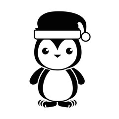 cute penguin with christmas hat kawaii
