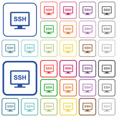 SSH terminal outlined flat color icons