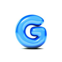 glossy letter G bubble font isolated on white background. 3D Rendering