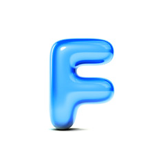glossy letter F bubble font isolated on white background. 3D Rendering