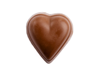 Heart shaped chocolate candy isolated on white background