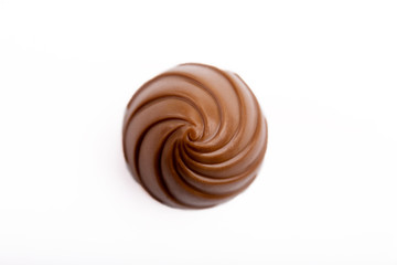 chocolate candy on white background. Delicious chocolate pralines