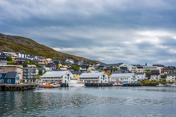 Fototapeta na wymiar Port of Honningsvag in Finmark, Norway.