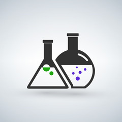 Chemical flasks vector icon