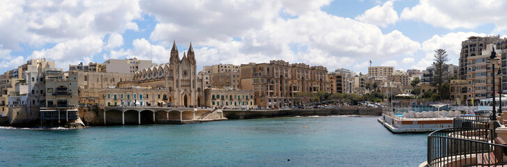 Panorama of Balluta Bay between Sliema and St. Julian's